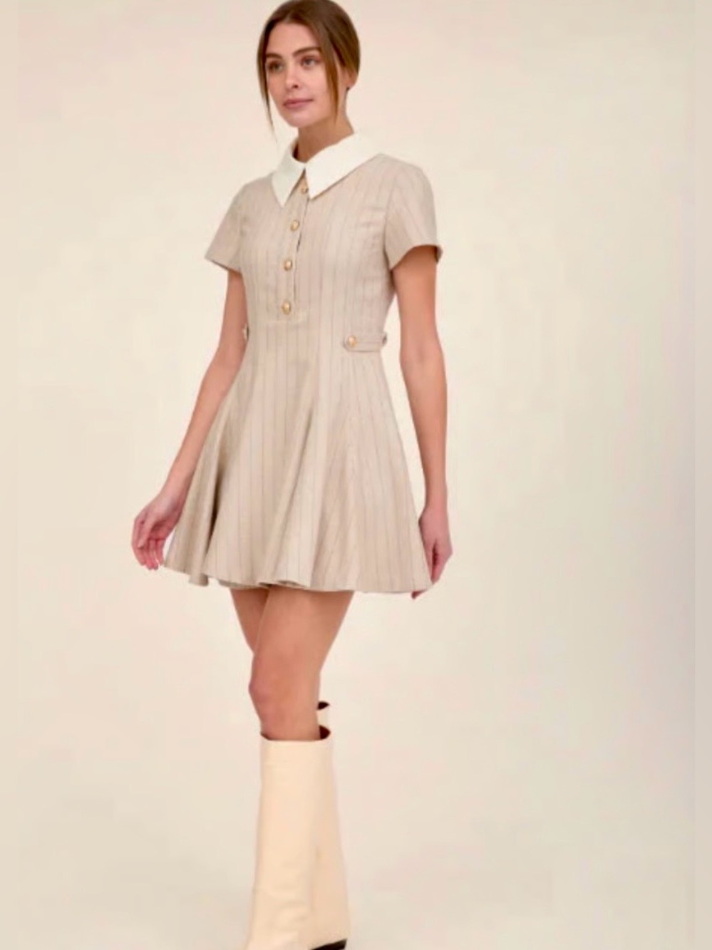 ZOE and CLAIRE Stripe Stitch Epaulets Minidress